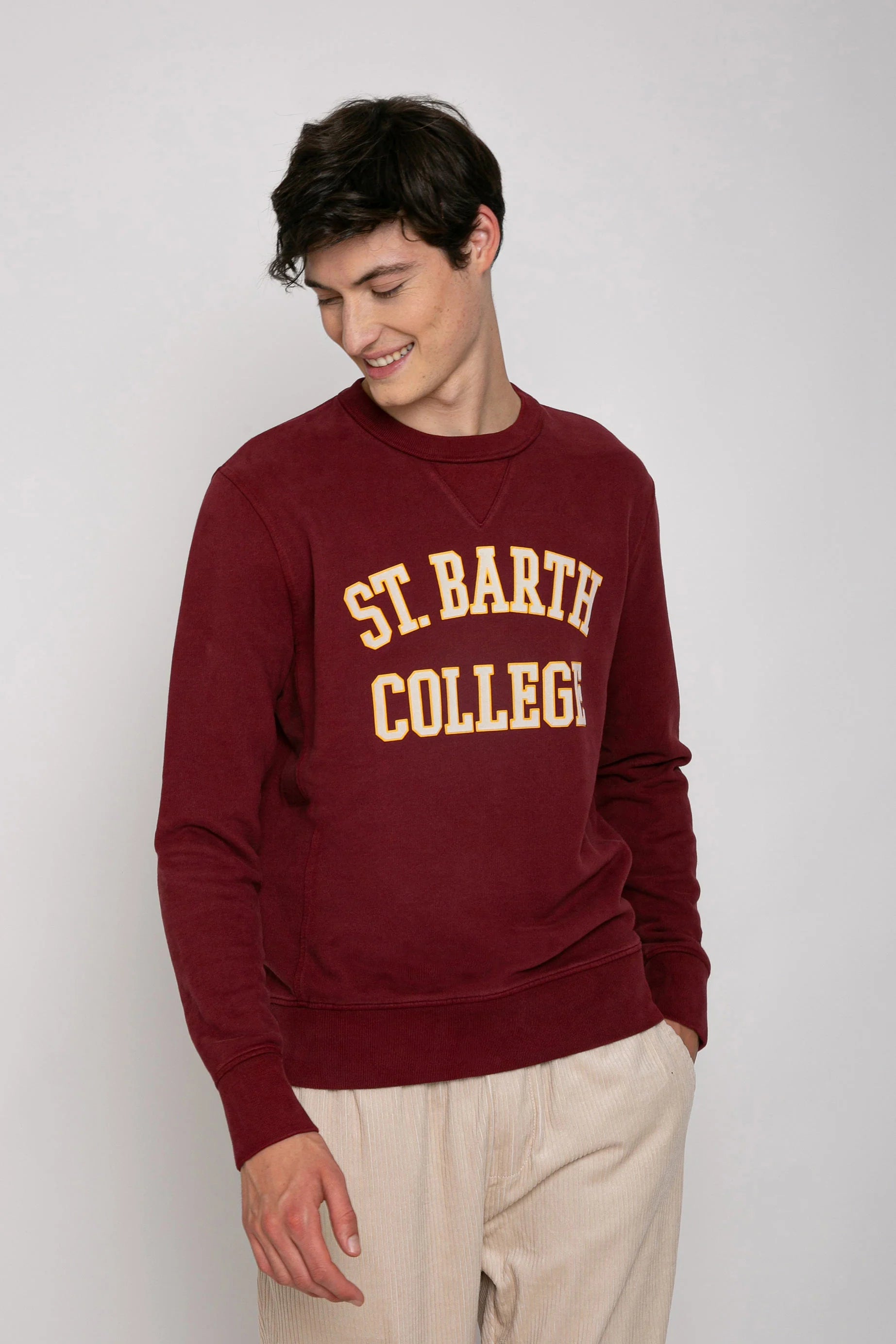 Burgundy sweatshirt St. Barth College print