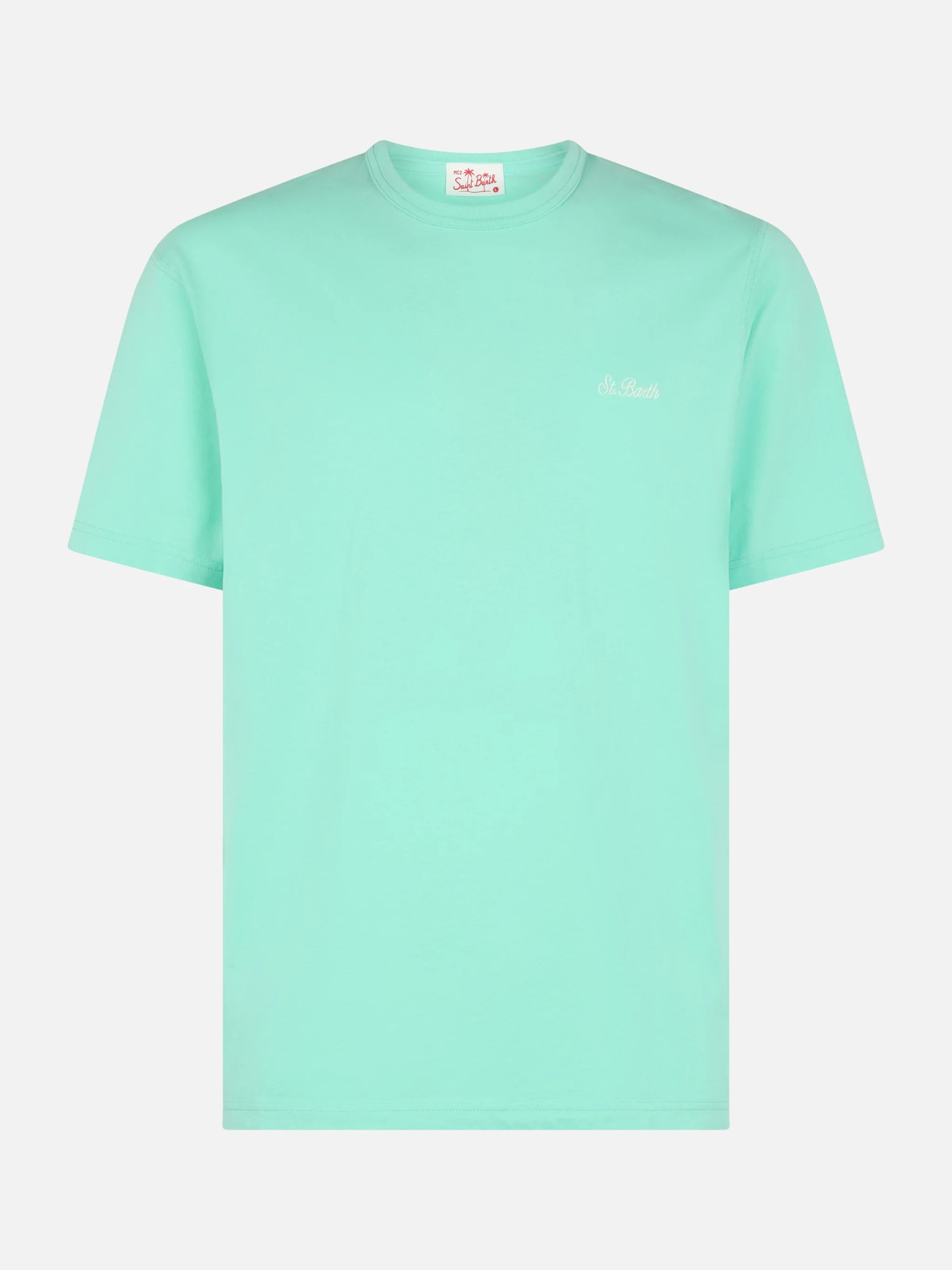 Man white cotton jersey t-shirt Dover with St. Barth embroidery