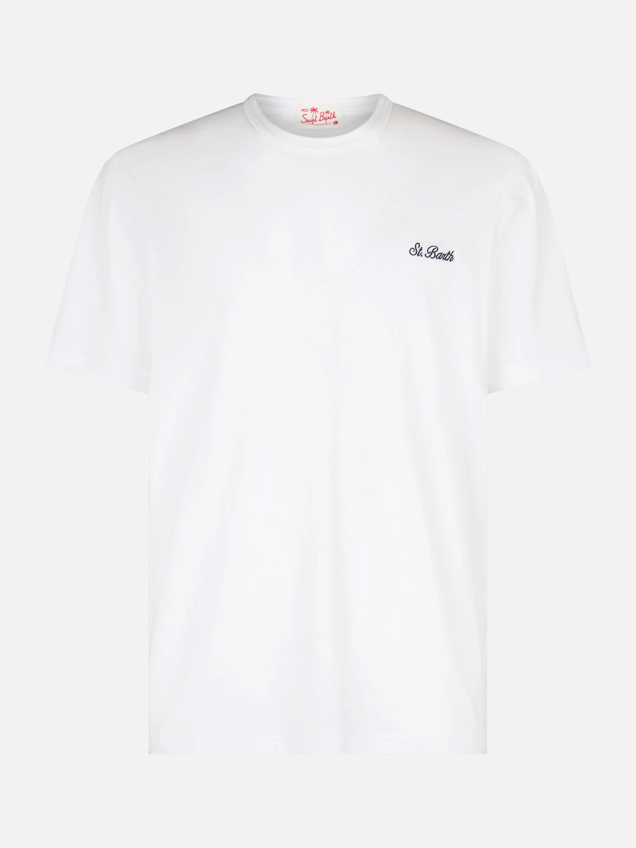 Man white cotton jersey t-shirt Dover with St. Barth embroidery
