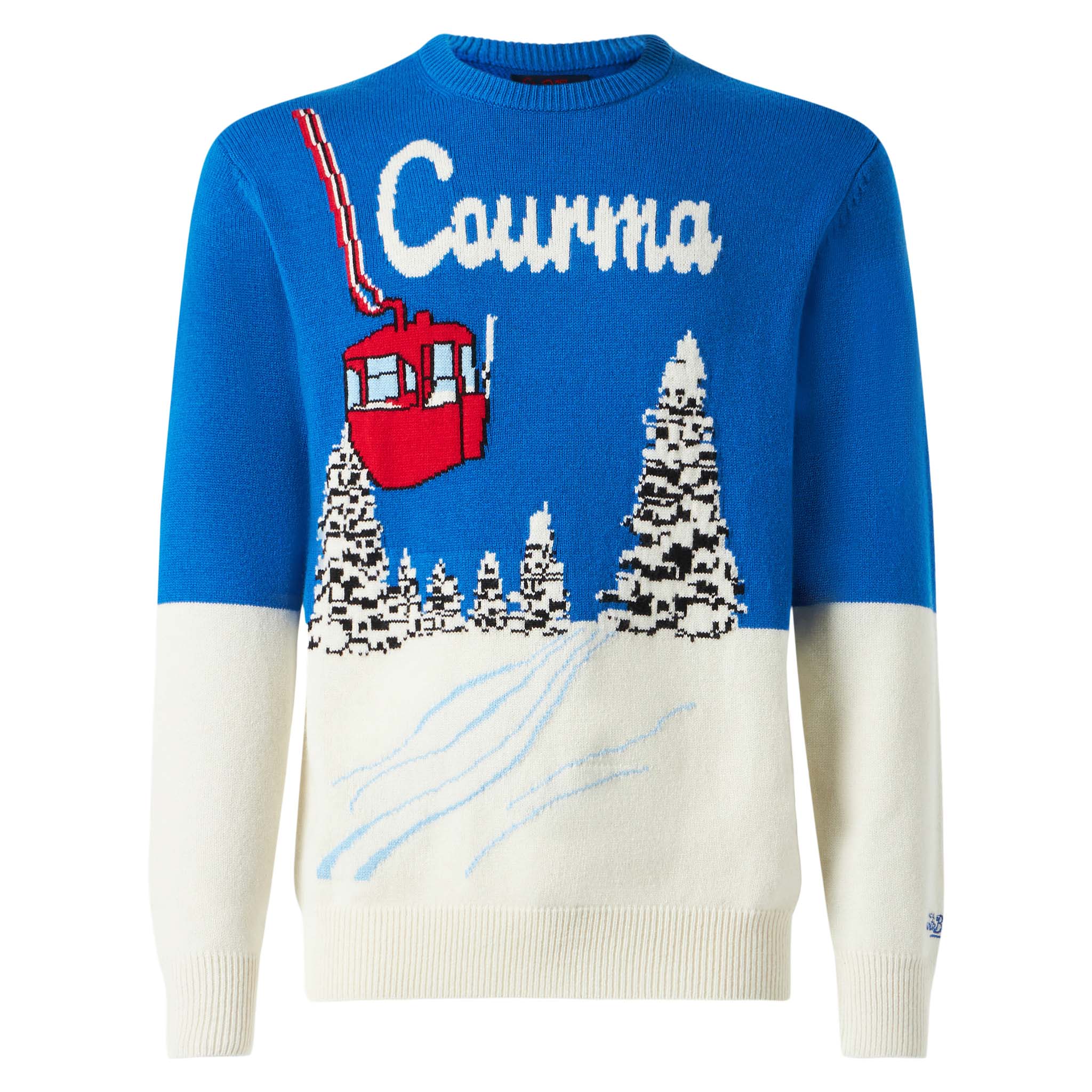 Crewneck sweater Heron with Courma postcard jacquard