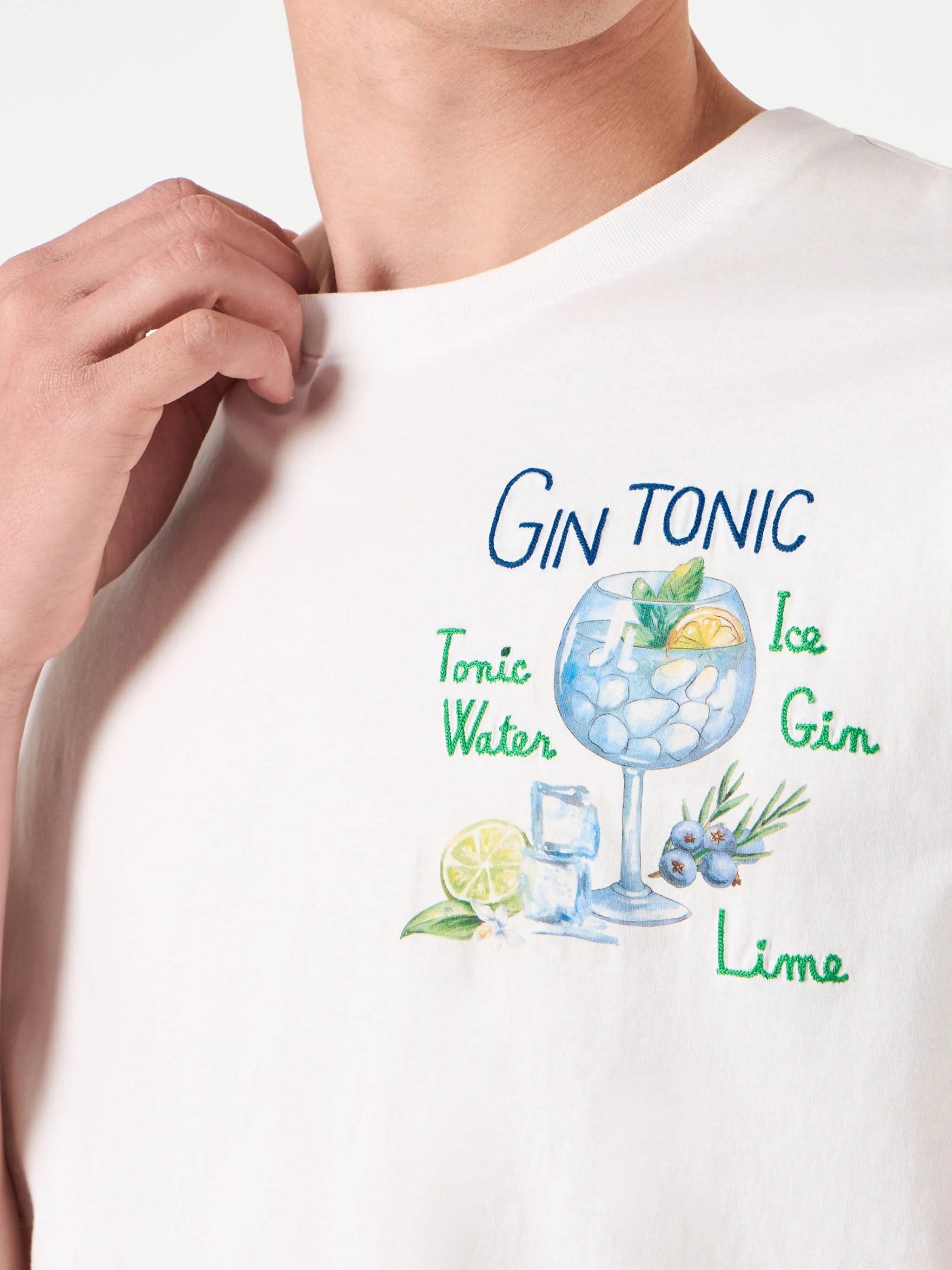 Man cotton t-shirt with Gin Tonic print